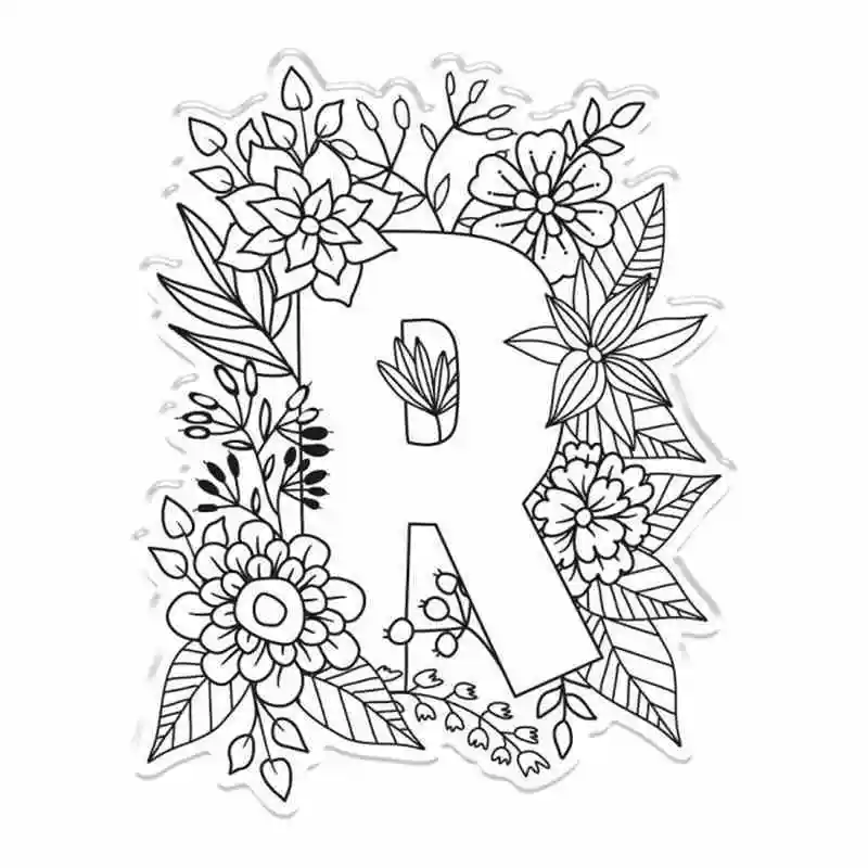Picture 9 Цветы, окружающие буквы алфавита, прозрачные штампы для DIY бумажные карточки для скрапбукинга для ручной работы 3*4 дюйма - Цвет: Picture 9
