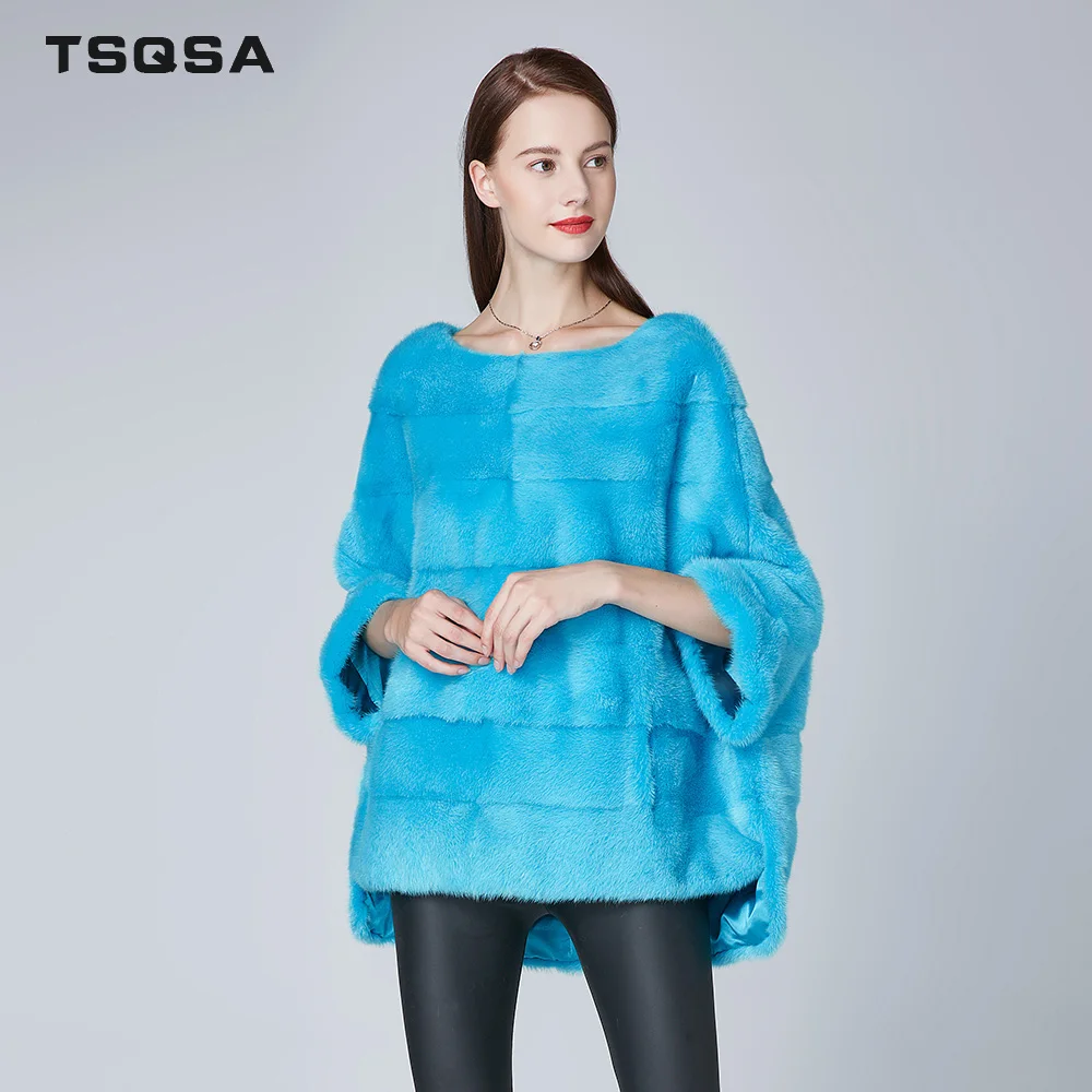 TSQSA Новая Роскошная Настоящая Норковая Шуба Женщин Зима Элегантный Досуг