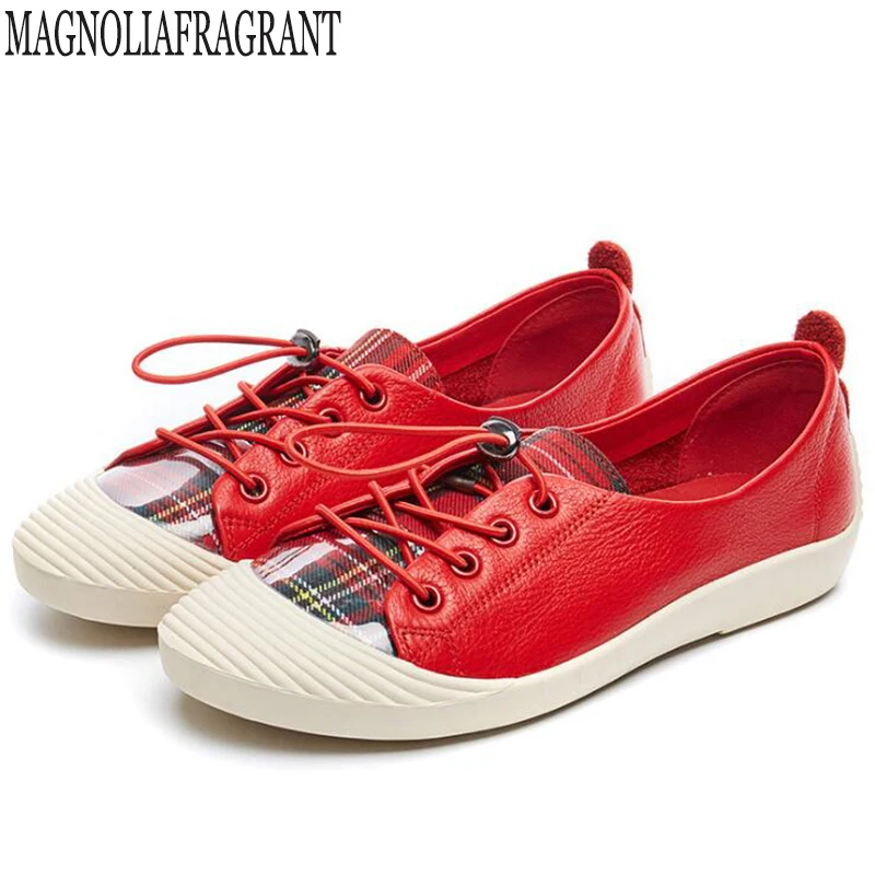 Кроссовки женские из натуральной кожи на плоской платформе шнуровке дышащие