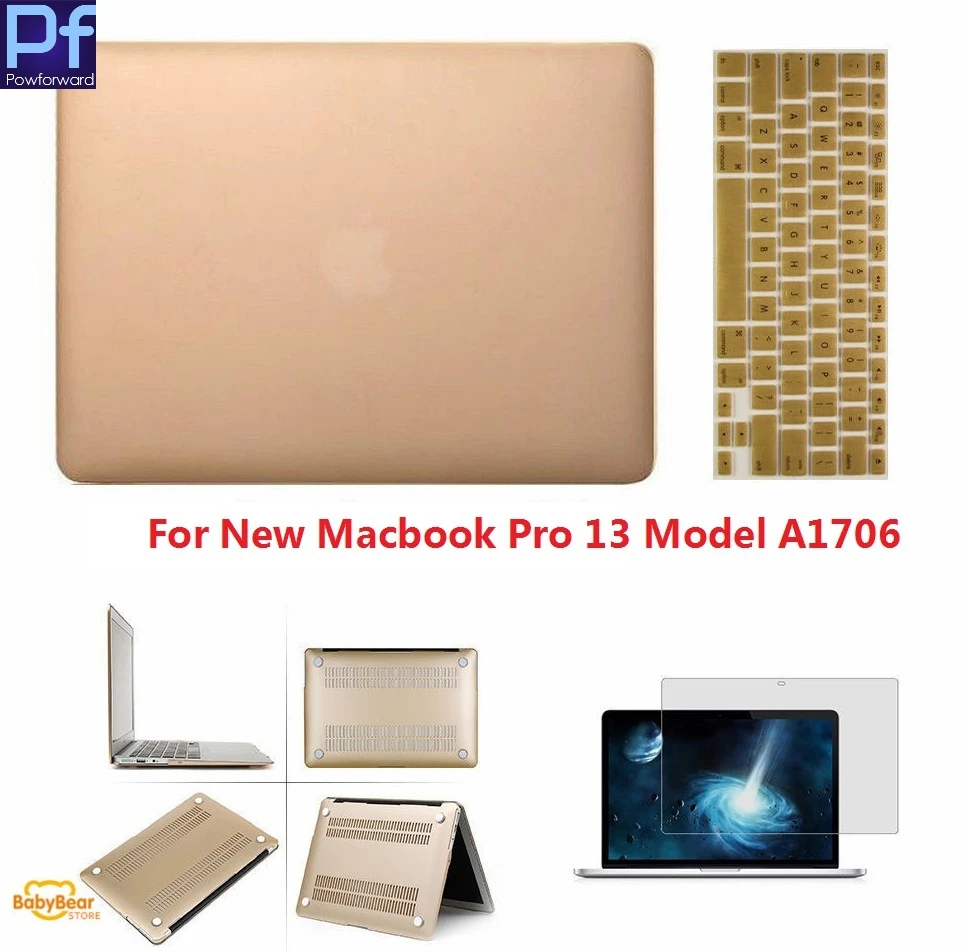Pro 13 A1706 Новинка 3 в 1 золотой Жесткий Защитный матовый чехол+ Защита клавиатуры+ ЖК-пленка для Macbook Pro retina 13 15 для Macbook Air 11 13 - Цвет: Pro 13 A1706