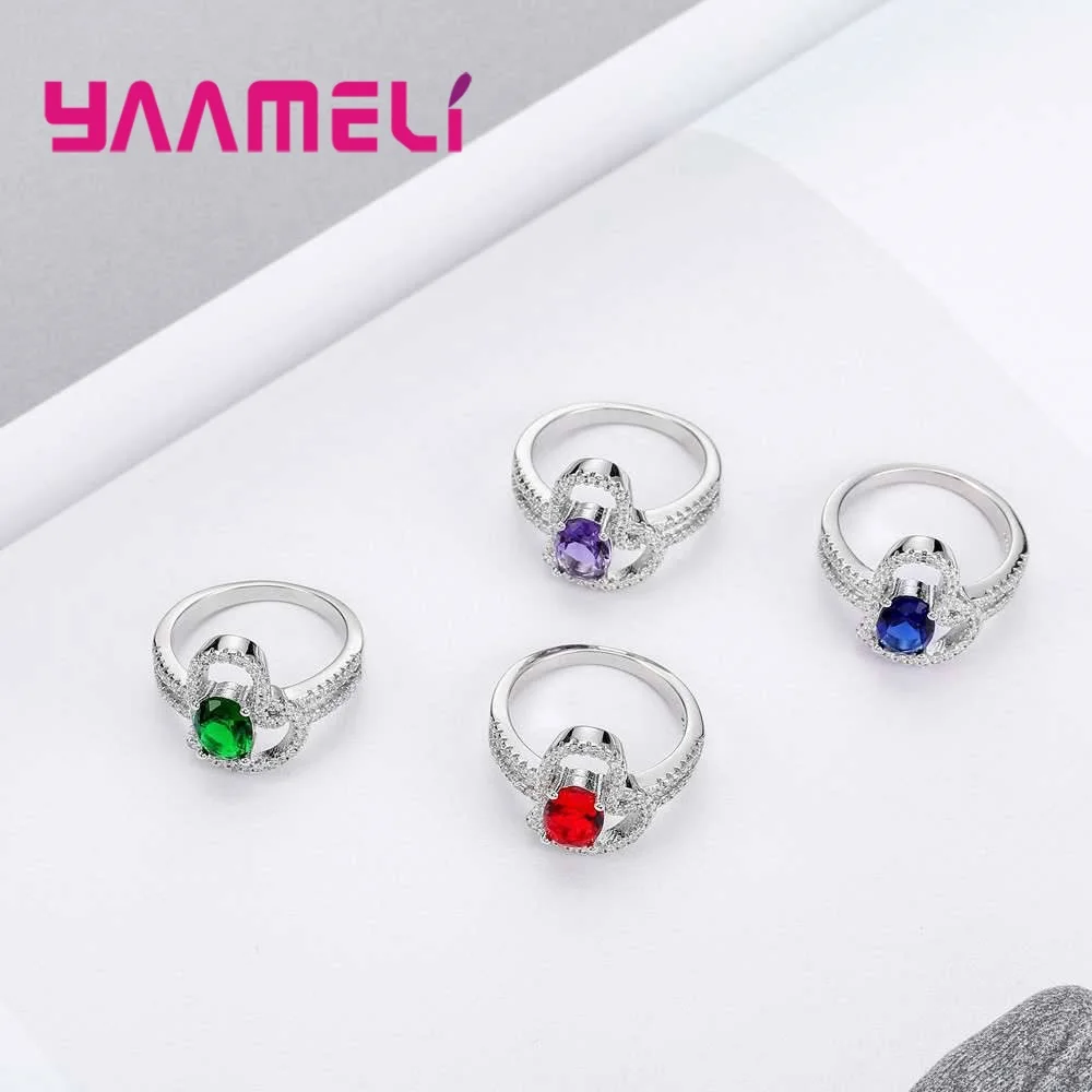 

Heart Wrapped Oval Design 925 Sterling Silver Finger Rings Crystal Jewelry Good Cubic Zirconia Present For Women Ladies