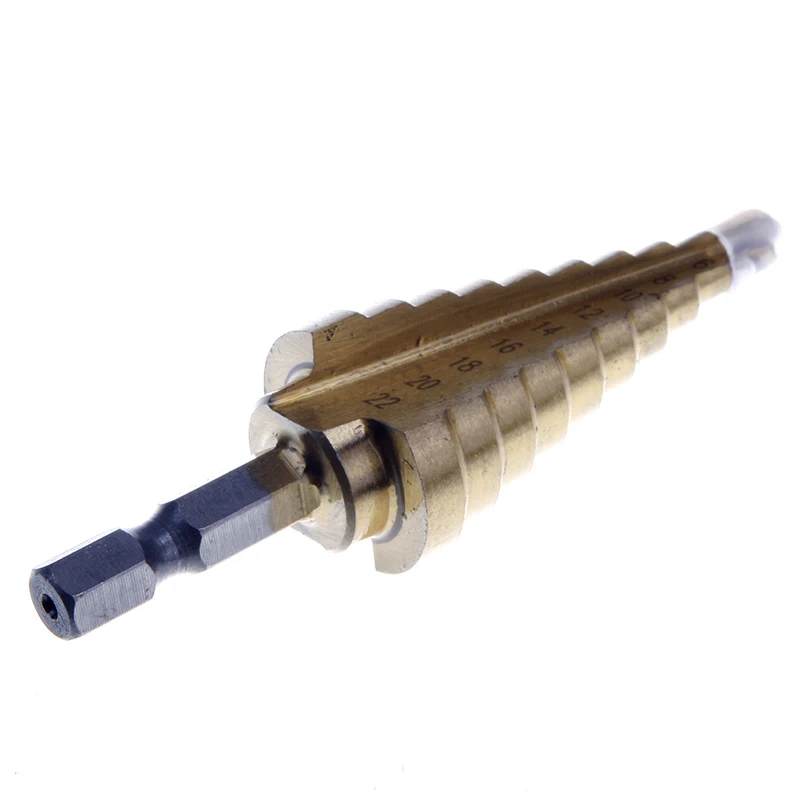 New Durable Hex Titanium Step Cone Drill Bit Hole HSS 4241 For Sheet Metal Hand Power Tools 4-22mm #72210 | Инструменты