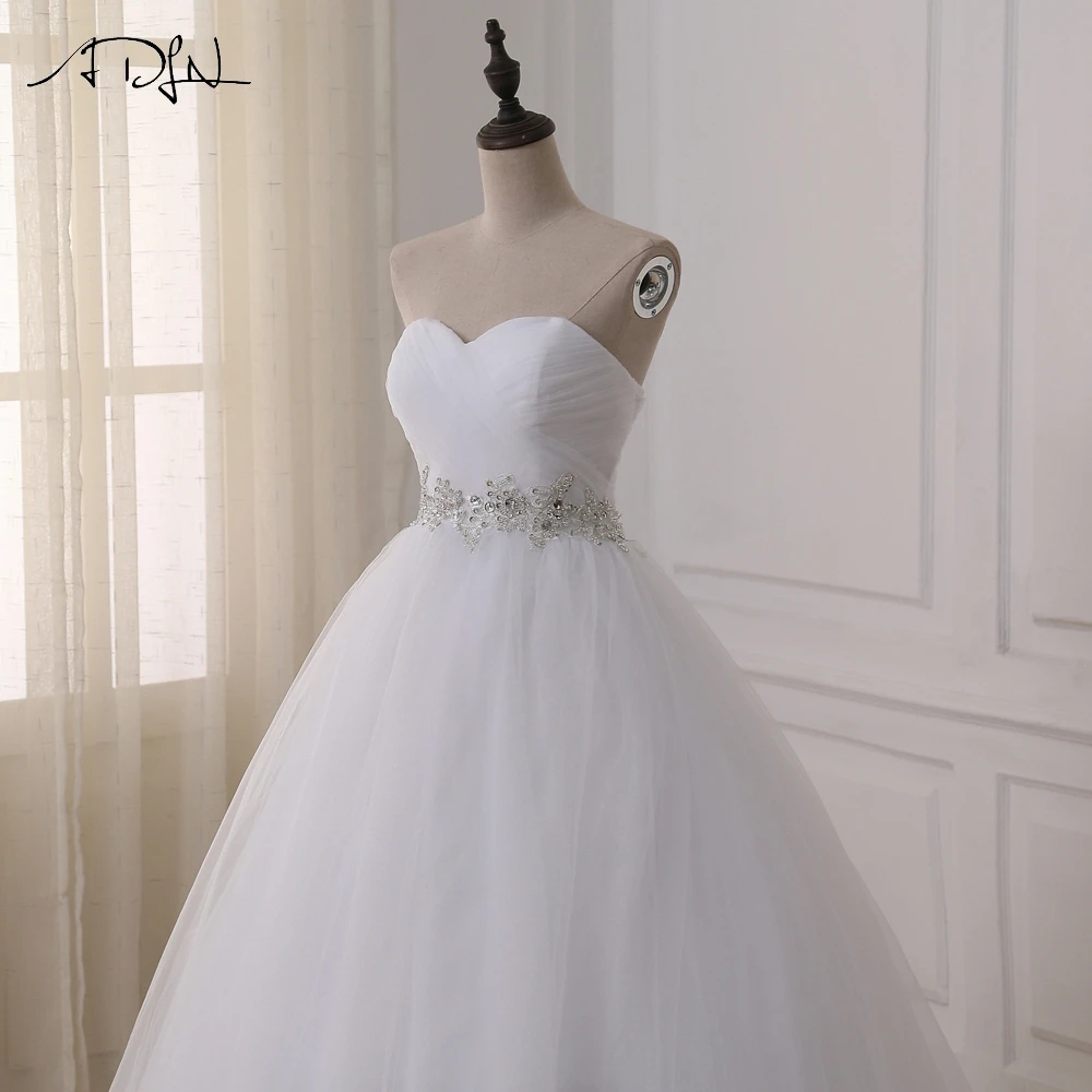 ADLN Stock Ball Gown Wedding Dresses Sweetheart Sweep Train Lace Applique Corset Bride Dresses Gowns Vestidos De Novia