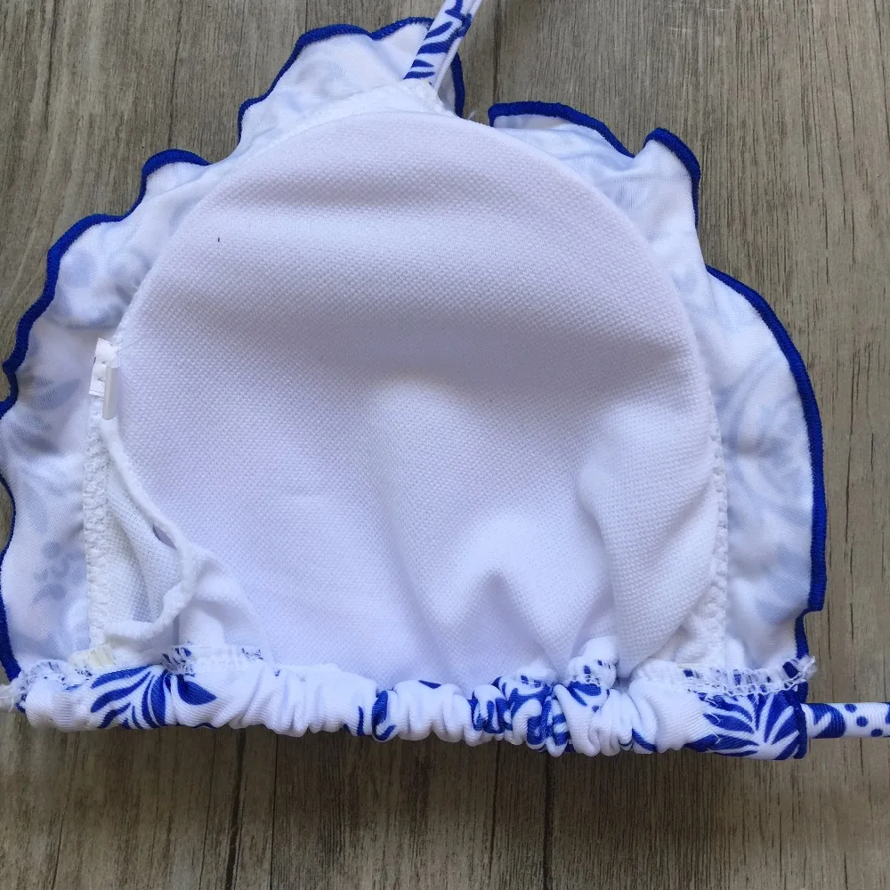Blue and White Porcelain Bathing Suit Bikinis Swimwear Women Retro Vintage Bikini Set Low Waist Swimsuit Brazilian Biquinis