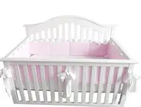 Blush Coral Pink Ruffle Crib Bedding Set Baby Nursery Crib Skirt Set Baby Girl Crib Bedding Sheet(Pear pink Bumper with Big Bow）
