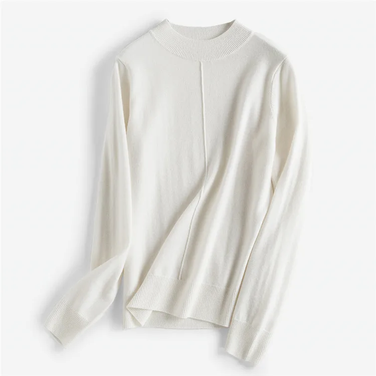 new fashion wool knit women half-high collar H-straight pullover sweater apricot 6colors M/L/XL | Женская одежда