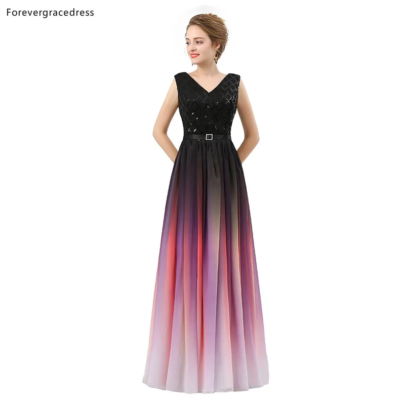 Женское платье без рукавов Forevergracedress разноцветное вечернее с v образным вырезом