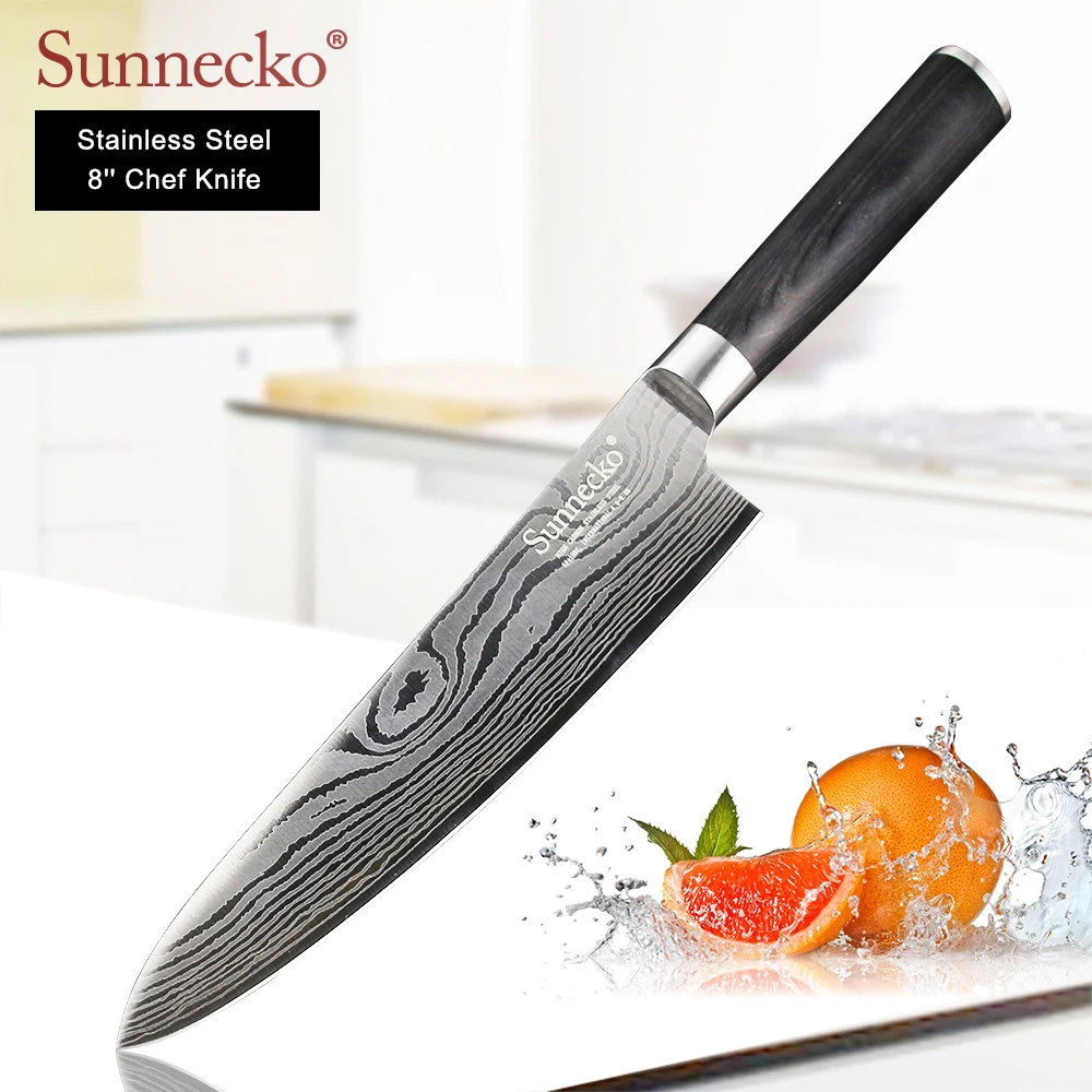 SUNNECKO 8 &quotнож шеф повара из нержавеющей стали дамасский узор лезвие шлифовальный