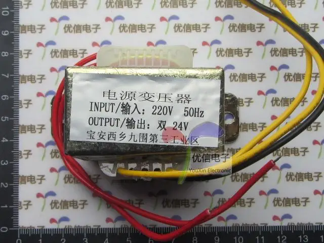 

30W two 24V power supply transformer input: 220V 50Hz Output: two 24V 0.6Kg