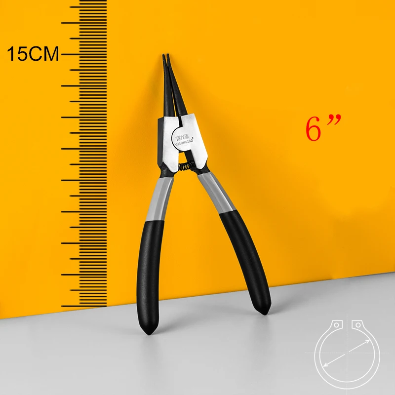 Straight 1pc " /7"/" многофункциональные плоскогубцы с кольцом для вала, многофункциональный обжимной инструмент, Внутренние Внешние клещи для снятия пружинного кольца, стопорные Стопорные плоскогубцы - Цвет: Straight 1pc