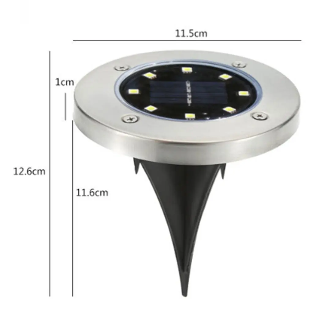 Солнечный Подземный свет солнечный похороненный 8LED белый/теплый белый