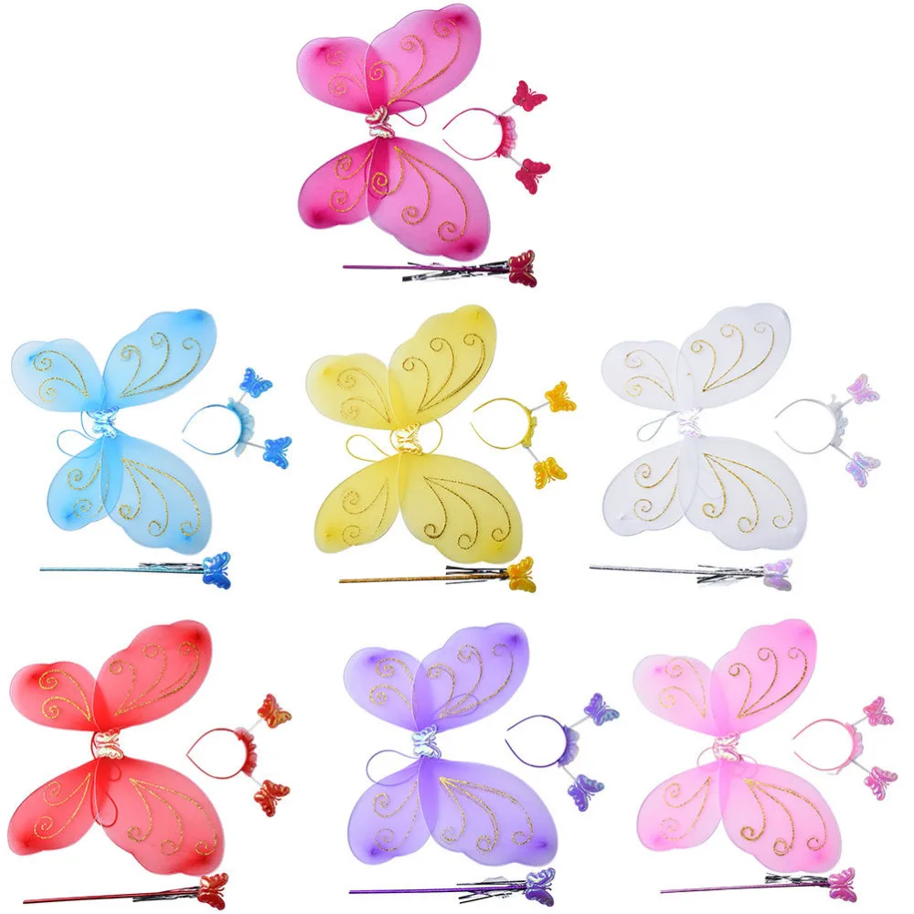 

Fairy Princess Christmas Costume Butterfly Wing Wand Headband Lovely Party Costumes Princess Girl Kids 3 Pcs/Set