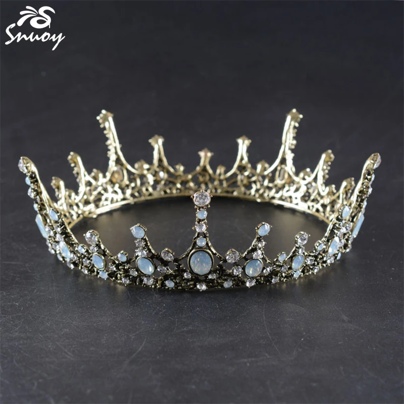 Snuoy Винтаж Король Королева Корона круг Свадебная Свадебные аксессуары для волос
