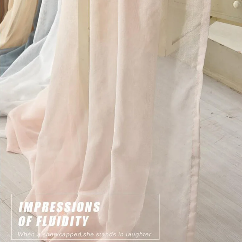 White tulle voile curtains for livingroom bedroom Japan custom drape transparent window sheer pull pleat tape pink | Дом и сад