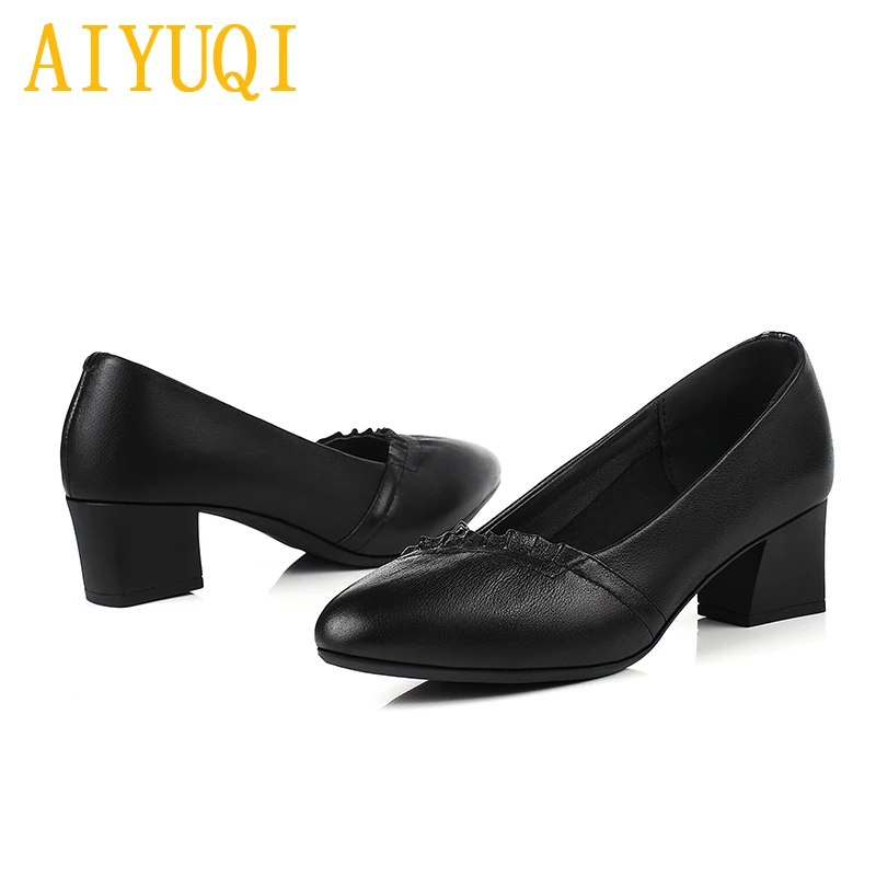 AIYUQI; коллекция года; сезон весна; женские тонкие туфли из натуральной кожи; женская обувь для работы; модная женская обувь