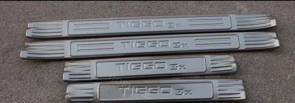 Goflash автомобильный Стайлинг для Chery Tiggo 3X аксессуары из нержавеющей стали защита порога автомобильной двери пороги Накладка защита порогов - Цвет: interior 4 piece