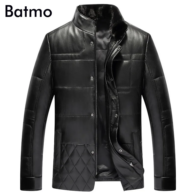 

Batmo 2017 новое поступление зимняя высококачественная Съемная норковая воротник овчина Толстая утиная пуховая куртка для мужчин, кожа для муж...