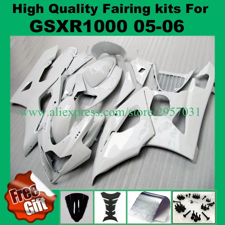 

Injection molding fairings for SUZUKI GSXR1000 2005 2006 GSX-R1000 05 06 K5 K6 GSXR 1000 White fairing kits +9gifts