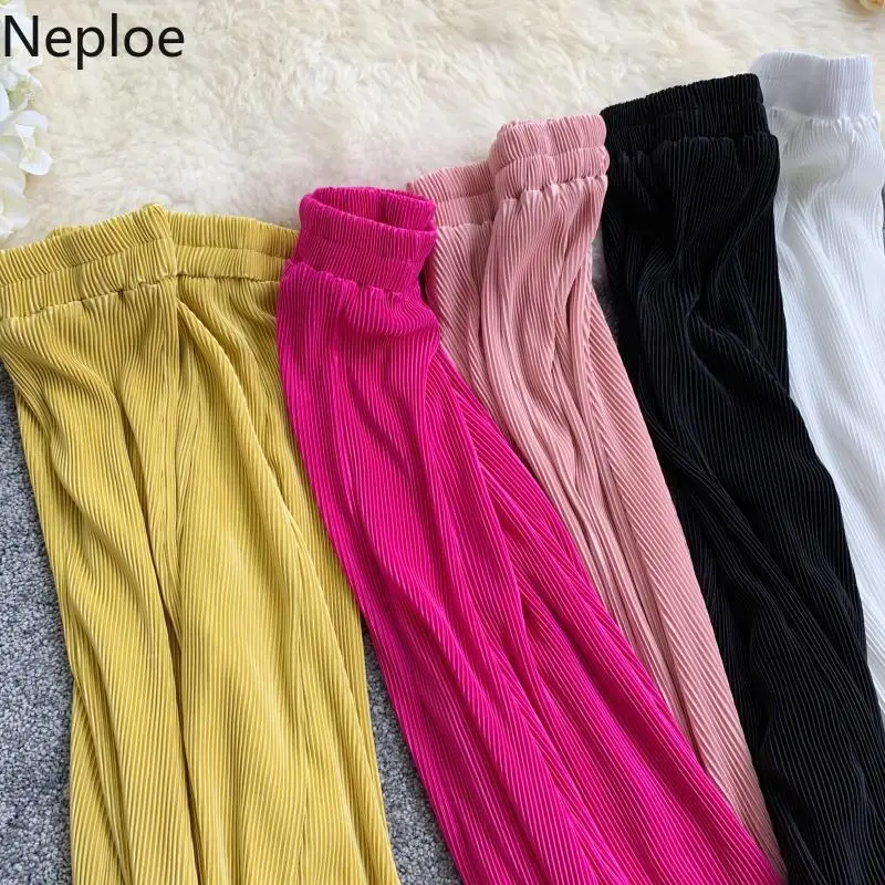 Женские брюки с высокой талией Neploe плиссированные в стиле ретро 44578 лето 2020|Брюки|