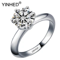 yinhed luxury white gold filled ring stamped 18krgp engagement ring 2 carat round cubic zircon wedding rings for women zr578