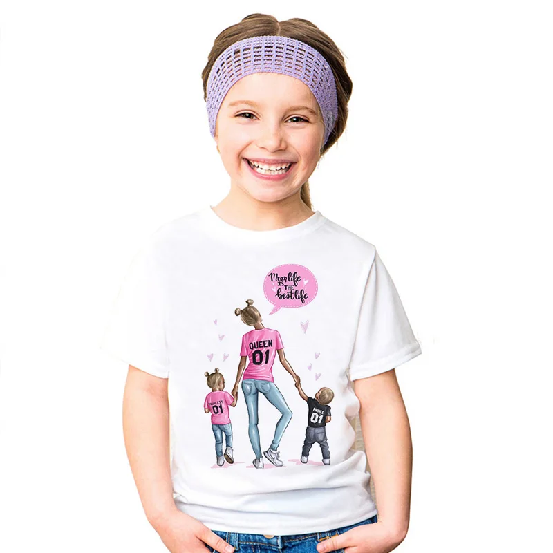 

New Arrival Fashion Super Mom Girls T Shirt Funny Casual Mother Love Daughter Boy's Baby Girl Top Kawaii Toddler Shirt Children