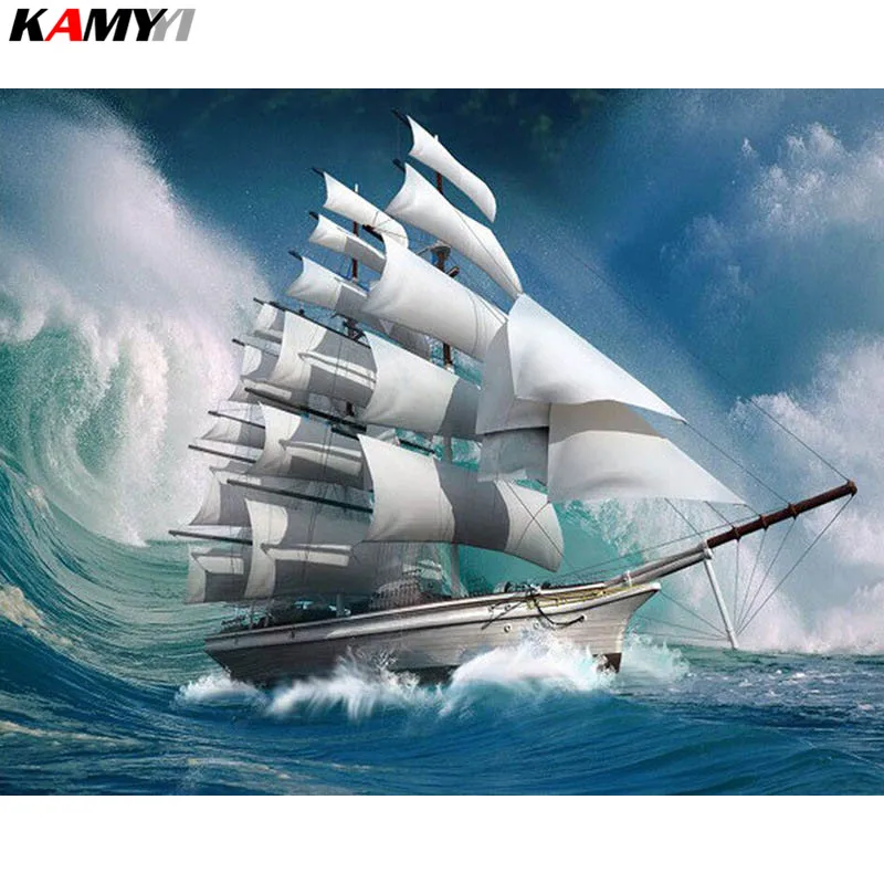 

KAMY YI Full Square/Round Drill 5D DIY Diamond Painting "Sailboat" Embroidery Cross Stitch Mosaic Home Decor Gift HYY