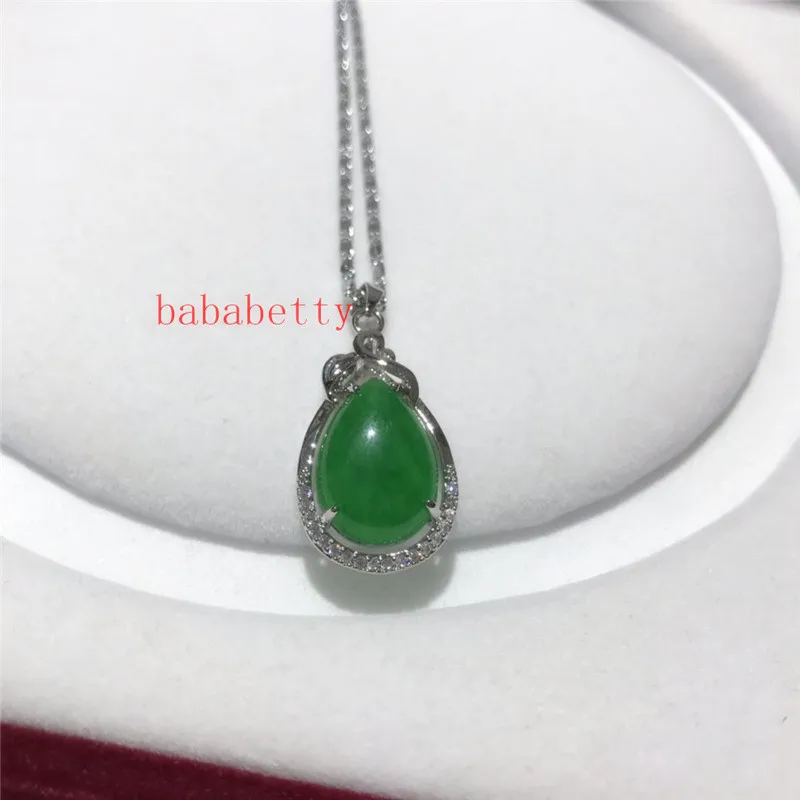 

New Natural Green Jades Water droplets Pendant inlay Women