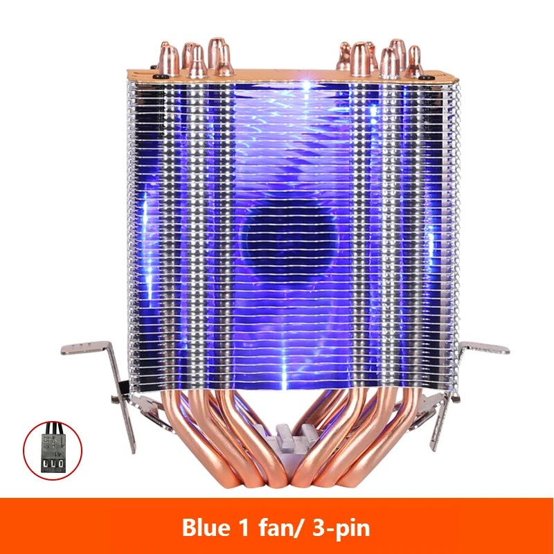 Blue 1 fan Процессор радиатор Высокое качество 6 тепловой трубы двойная башня охлаждения 9 см вентилятор RGB поддерживает 3 вентилятора 3PIN Процессор вентилятор для Intel и для AMD - Цвет лезвия: Blue 1 fan