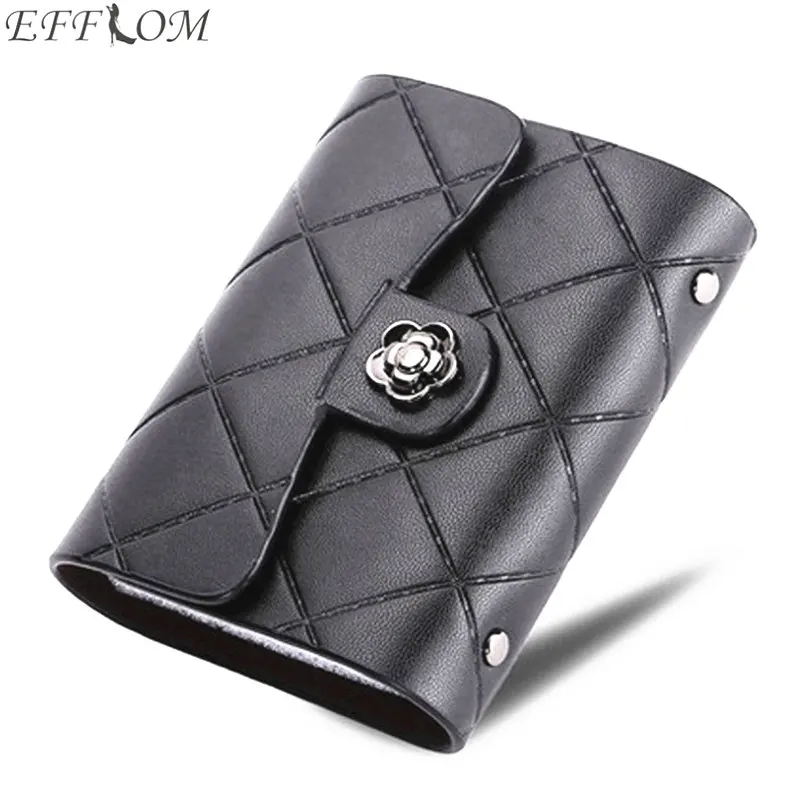 Простой Цветочный с застежкой из натуральной кожи женские визитницы в клетку