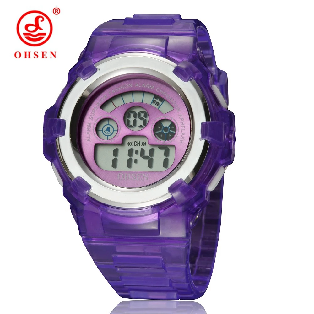 

Waterproof Kids Digital Watch Purple Silicone Fashion Cute LED Children Girl Wristwatch Electronic Boys Outdoor Sport Clocks