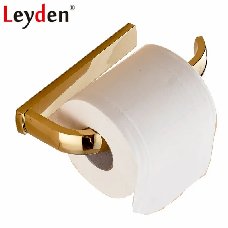 

Leyden Gold Toilet paper Holder Solid Brass Bathroom Tissue Holder Lavatory Wall Mounted Roll Paper Holder Bathroom Accessories