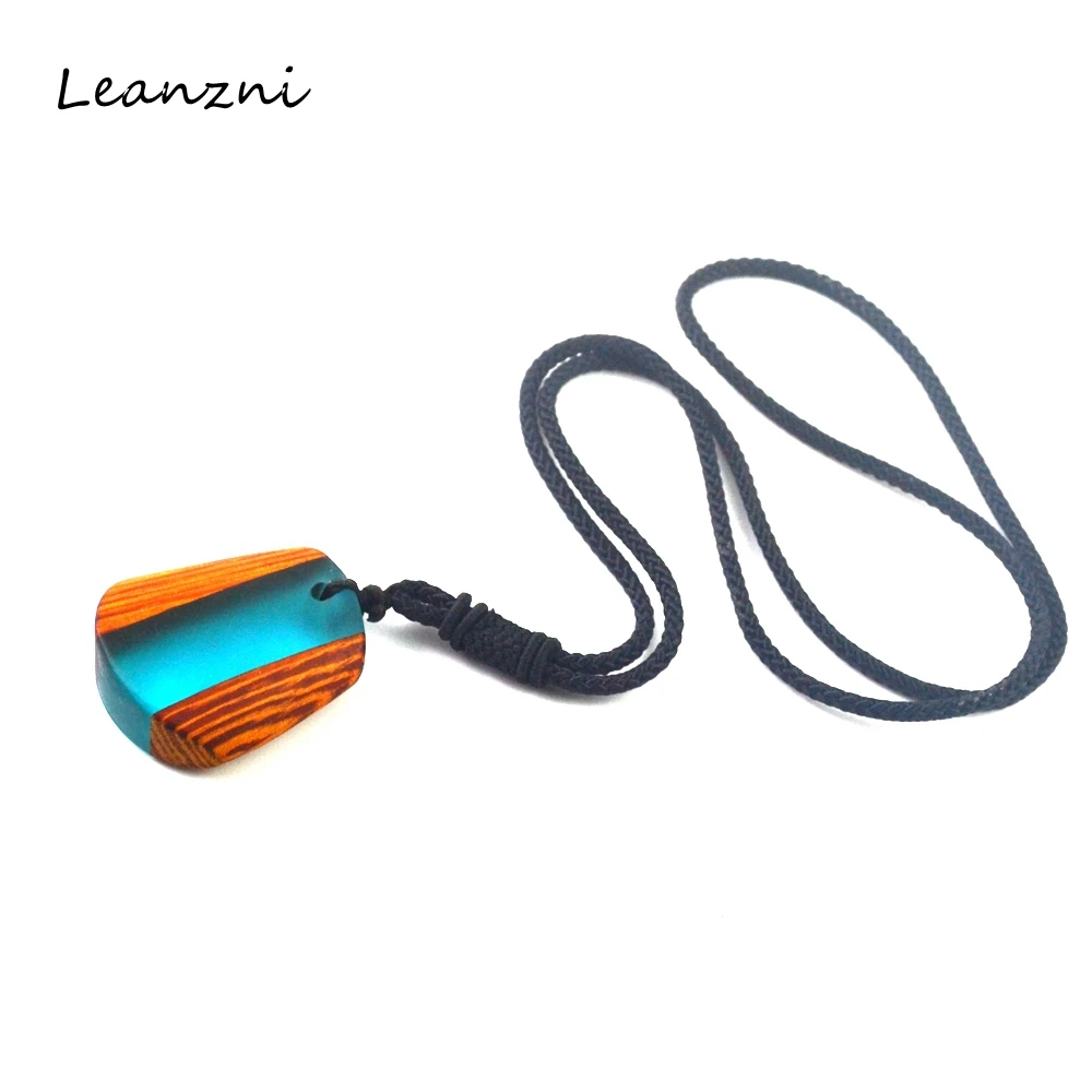 Leanzni Топ Модные ювелирные изделия зеленая смола + дерево материал подходит для