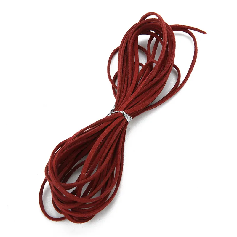 wine red 5 метров 3 мм ширина плоский искусственный замшевый кожаный шнур разноцветные корейские Бархатные кожаные веревки для DIY кожаный шнур ювелирные изделия Mkaing - Цвет: wine red