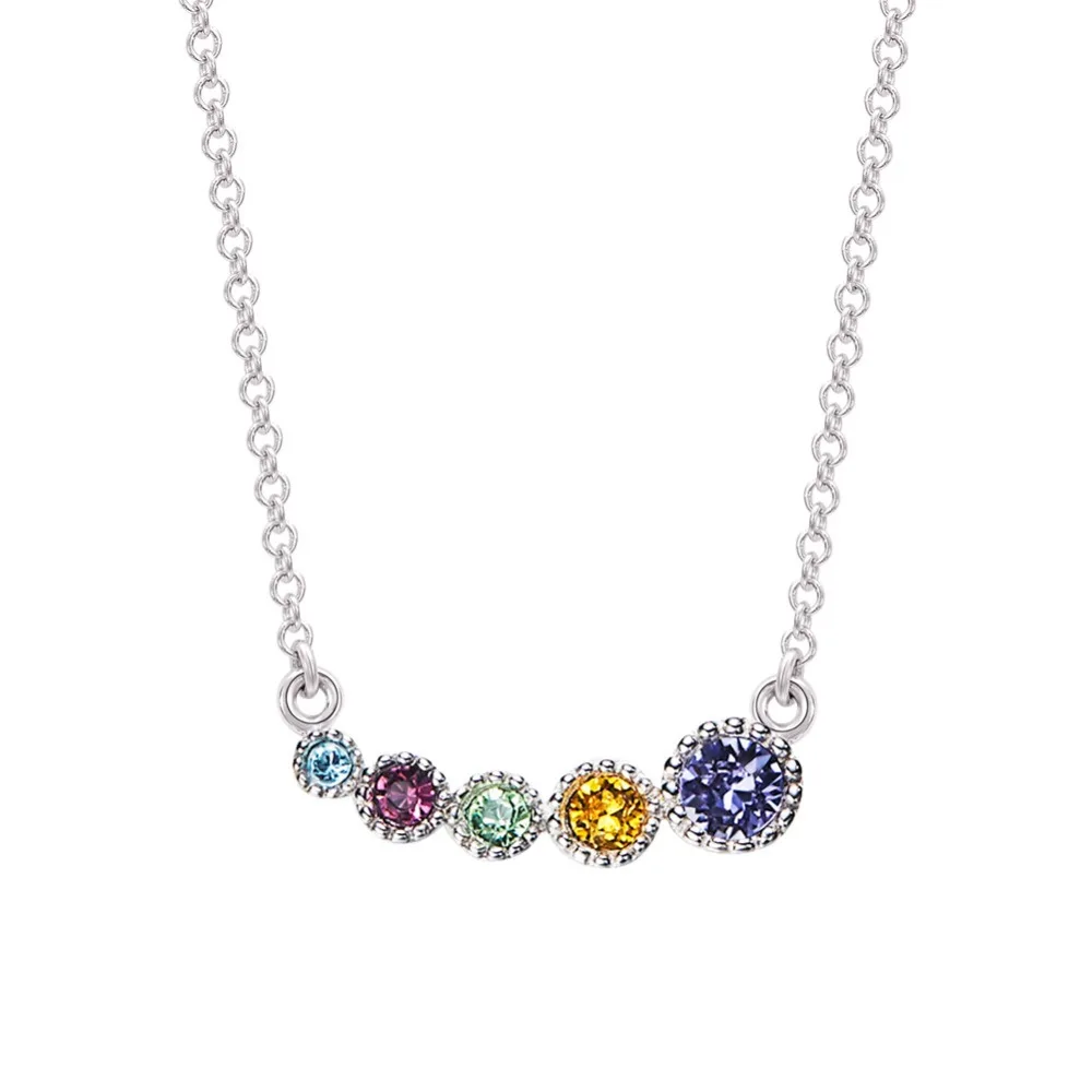CDE 925 пробы Серебряное ожерелье украшено кристаллами Swarovski Круглая Подвеска Ожерелье для женщин геометрические ювелирные изделия