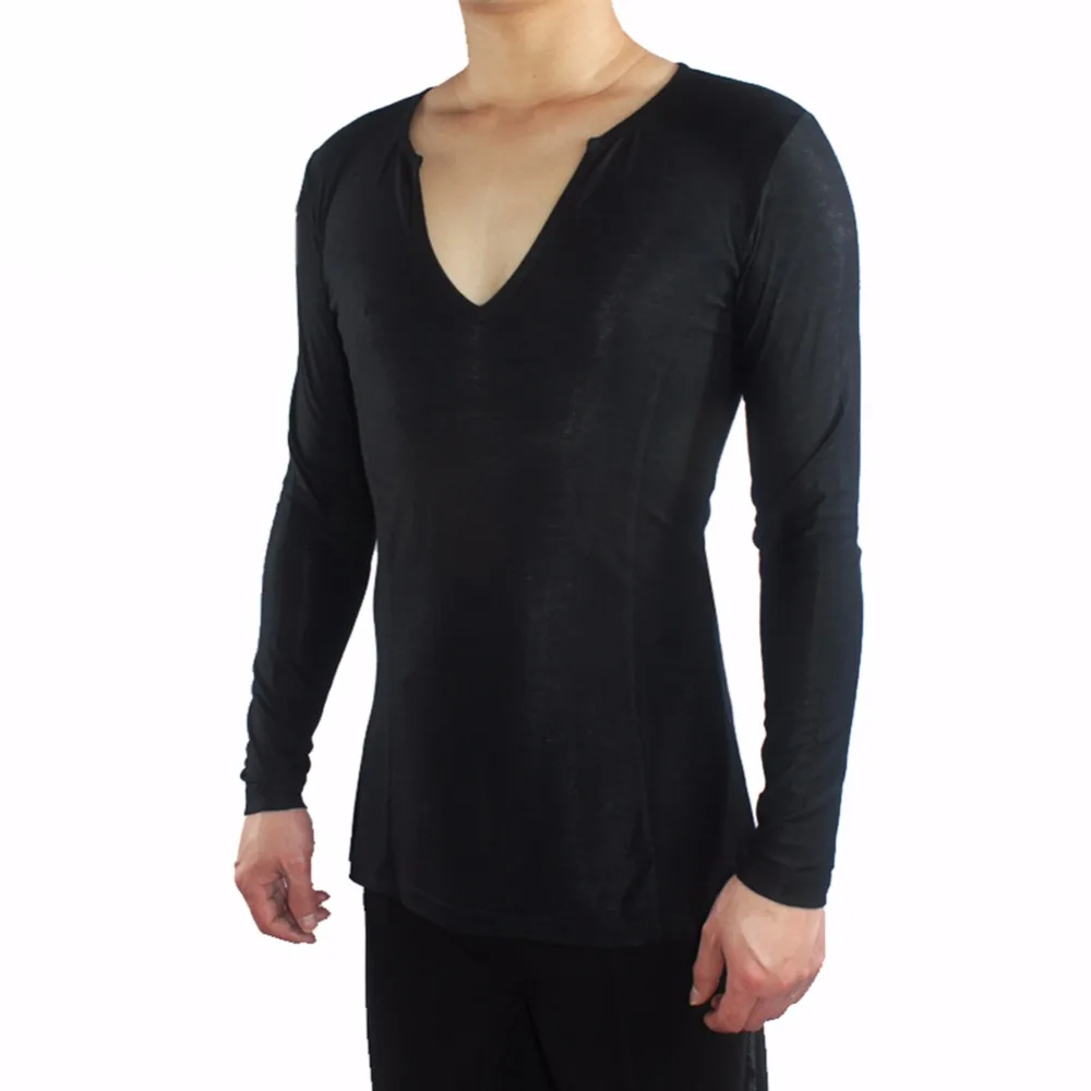 Good Sale Latin Dancing Tops For Males Black Sliver Shirts Man Adult Professional Ballroom Indian Presentation Clothes Q7039 |