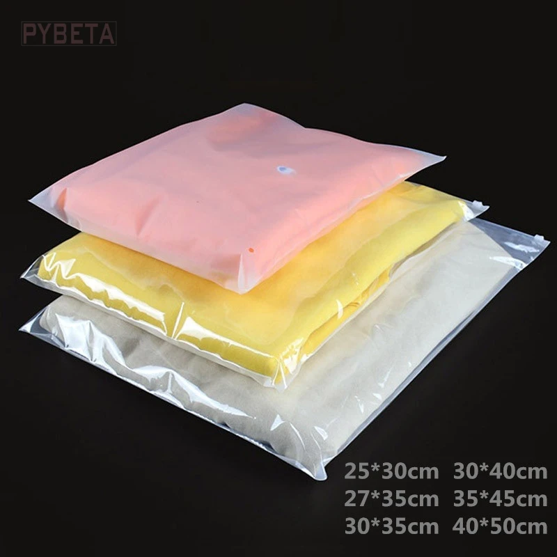 

25pcs/lot- Clear Transparent Plastic Zipper Bag PE Frosted Clothing Storage Garment Packaging Bags