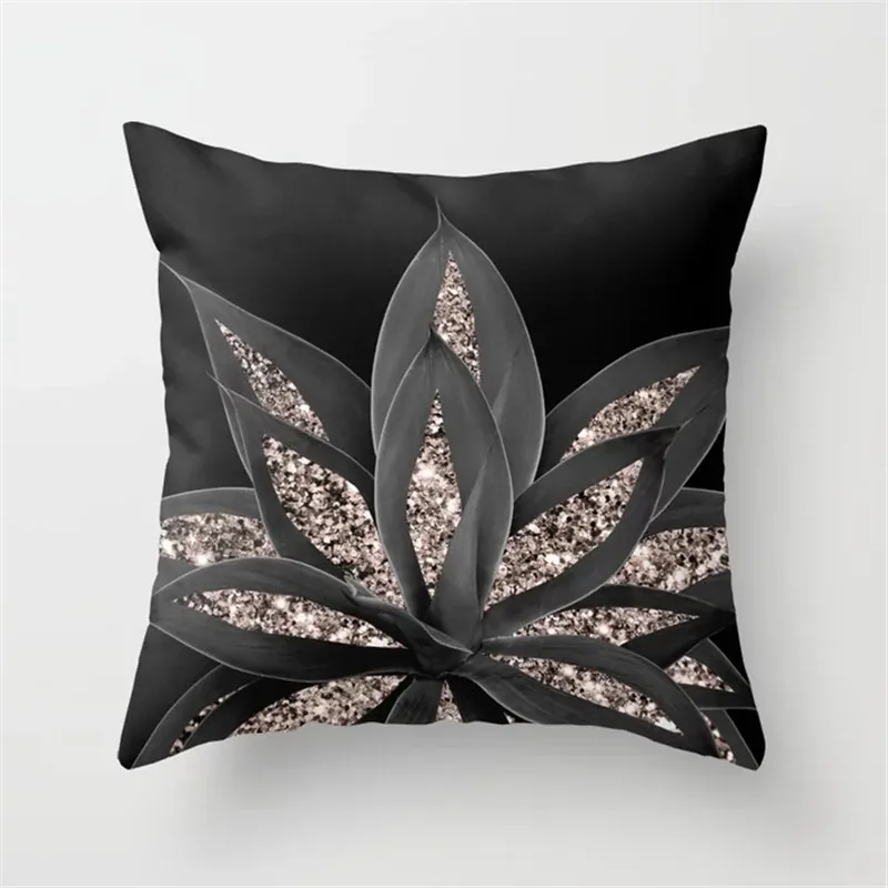 Cushion Covers16 Мягкий Летний чехол для подушки с изображением тропических джунглей и растений пальмовых листьев, чехол для подушки с черно-белым геометрическим узором, домашний декор - Цвет: Cushion Covers16