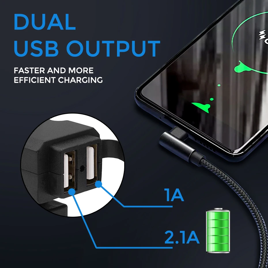 1 шт. двойной USB порт 12 В водонепроницаемый мотоцикл зарядное устройство на руль 5