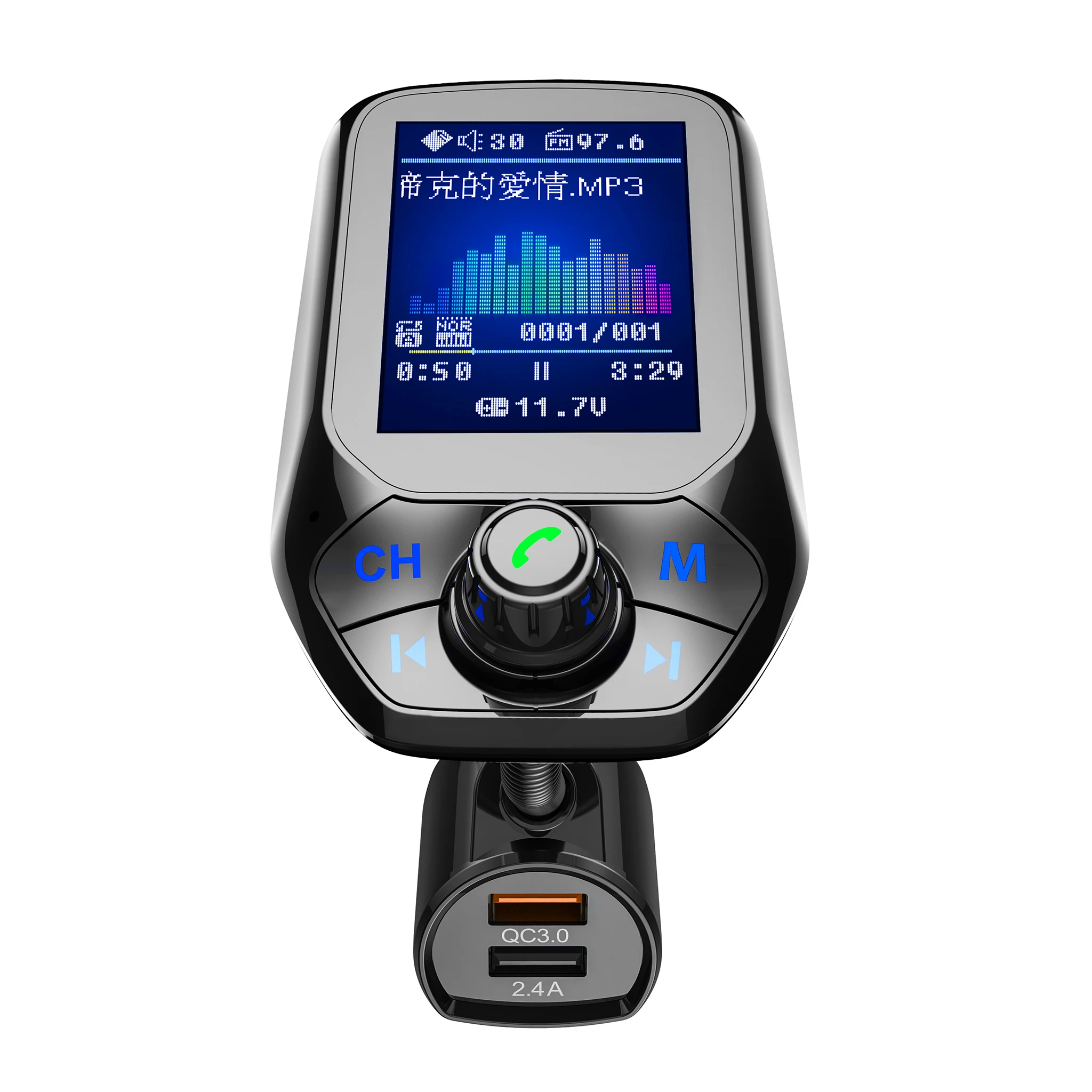 Bluetooth автомобильный комплект громкой связи T43 1 8 &quotцветной экран USB 3 0 Быстрая