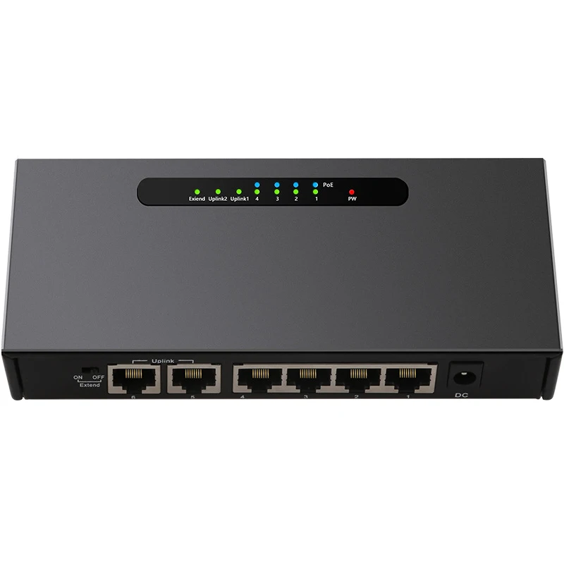 6 портовый сетевой выключатель 48 В POE коммутатор 10/100 Мбит/с IEEE 802 3 af/at