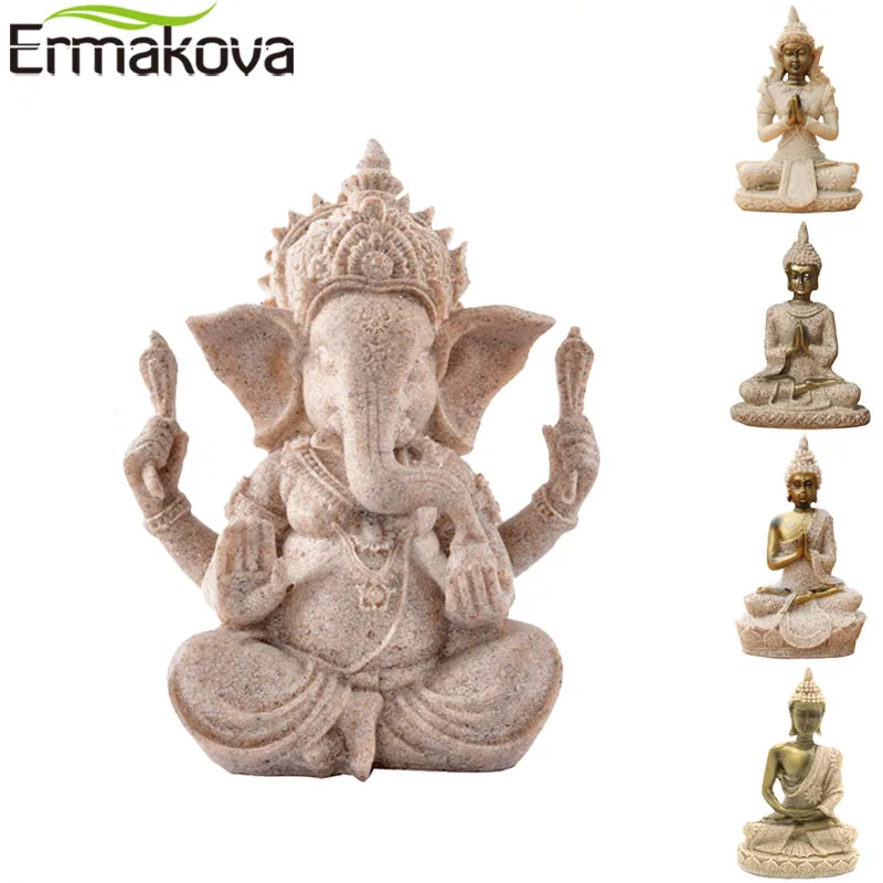 Статуя Будды из тайского песчаника ERMAKOVA Fengshui Luck индуическая скульптура ручной