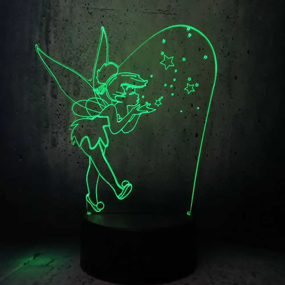 Светодиодный 3d светильник Tinker Bell Star Lava lamparas светодиодный usb для малышей 7 цветов