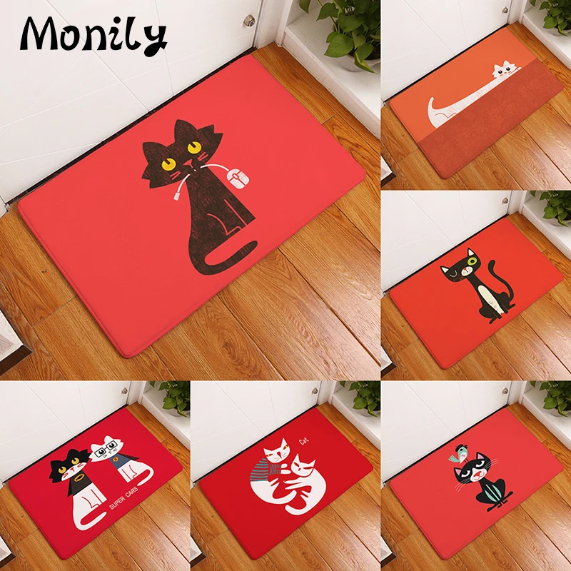 Monily Противоскользящий водонепроницаемый напольный коврик милый мультяшный Кот