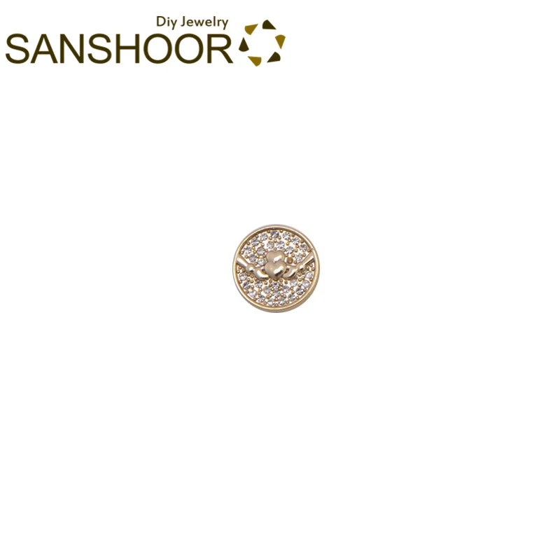 Женский кожаный браслет SANSHOOR с полными кристаллами Claddagh Keeper круглыми горками