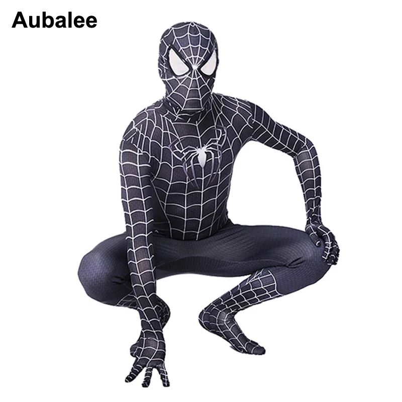 

Adult Black Man Spider Costume Superhero Zentai Suit Venom Spider Catsuit Men Halloween Costumes Party Fancy Dress