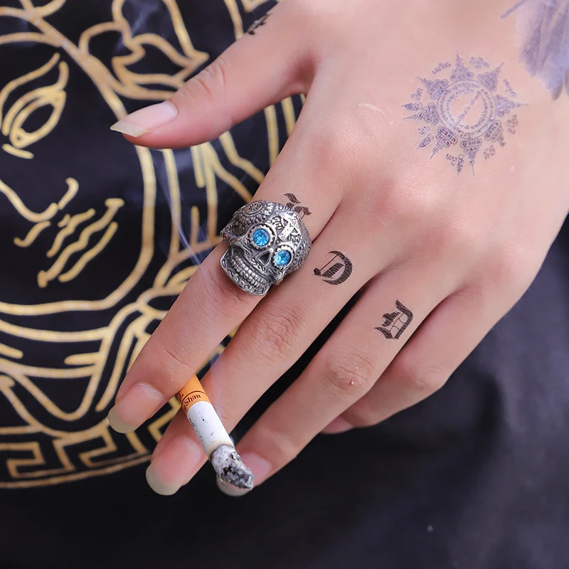 KLDY из нержавеющей стали готические кольца с черепом Золотой Байкер хипхоп резьба