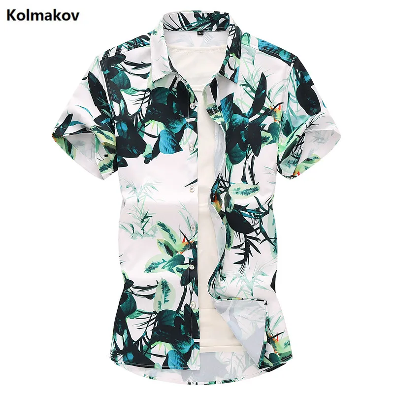 

2020 Summer new high quality Men's Home Dress Shirts Short Sleeve cotton Shirts Casual collar Shirts Printed Slim Shirt for men