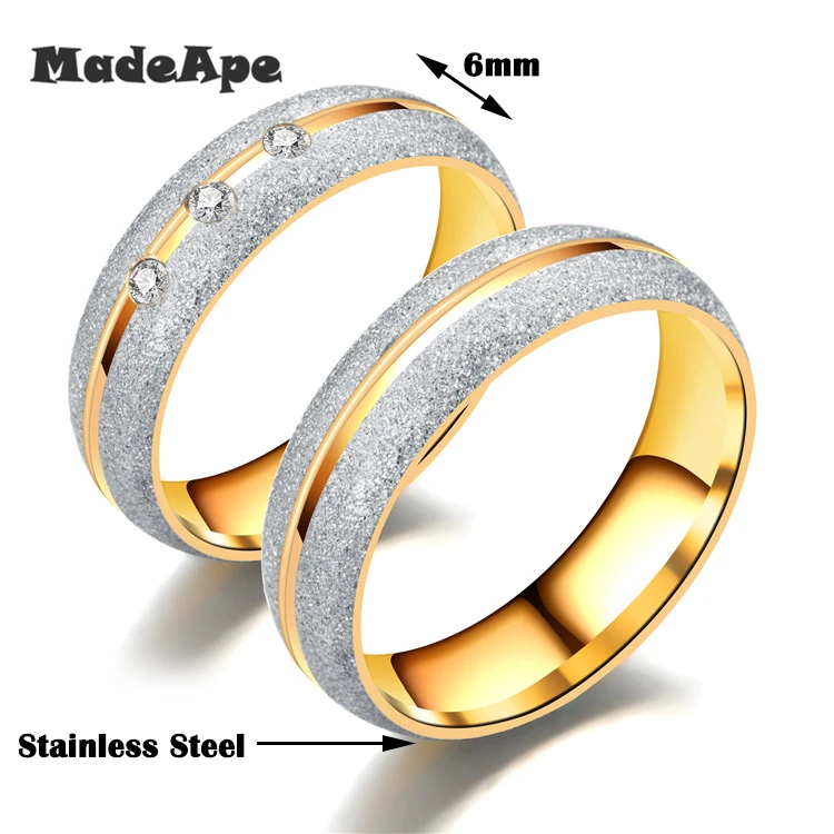 MadApe новые полые кольца для пар золотого цвета из нержавеющей стали обручальное