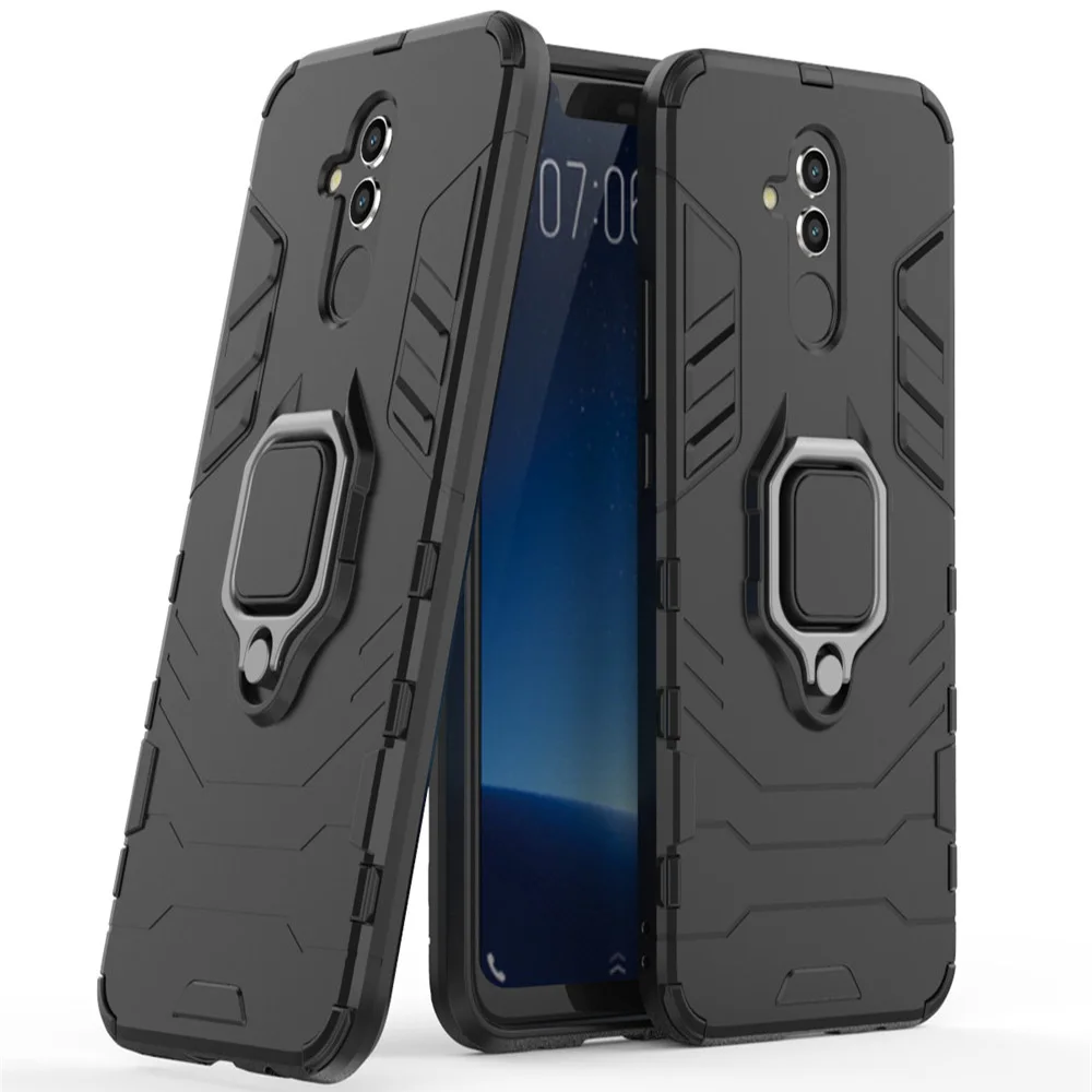 

Чехол для Huawei Mate 20 Lite, Силиконовый ТПУ и жесткий поликарбонатный роскошный бронированный противоударный металлический чехол с кольцом-держ...