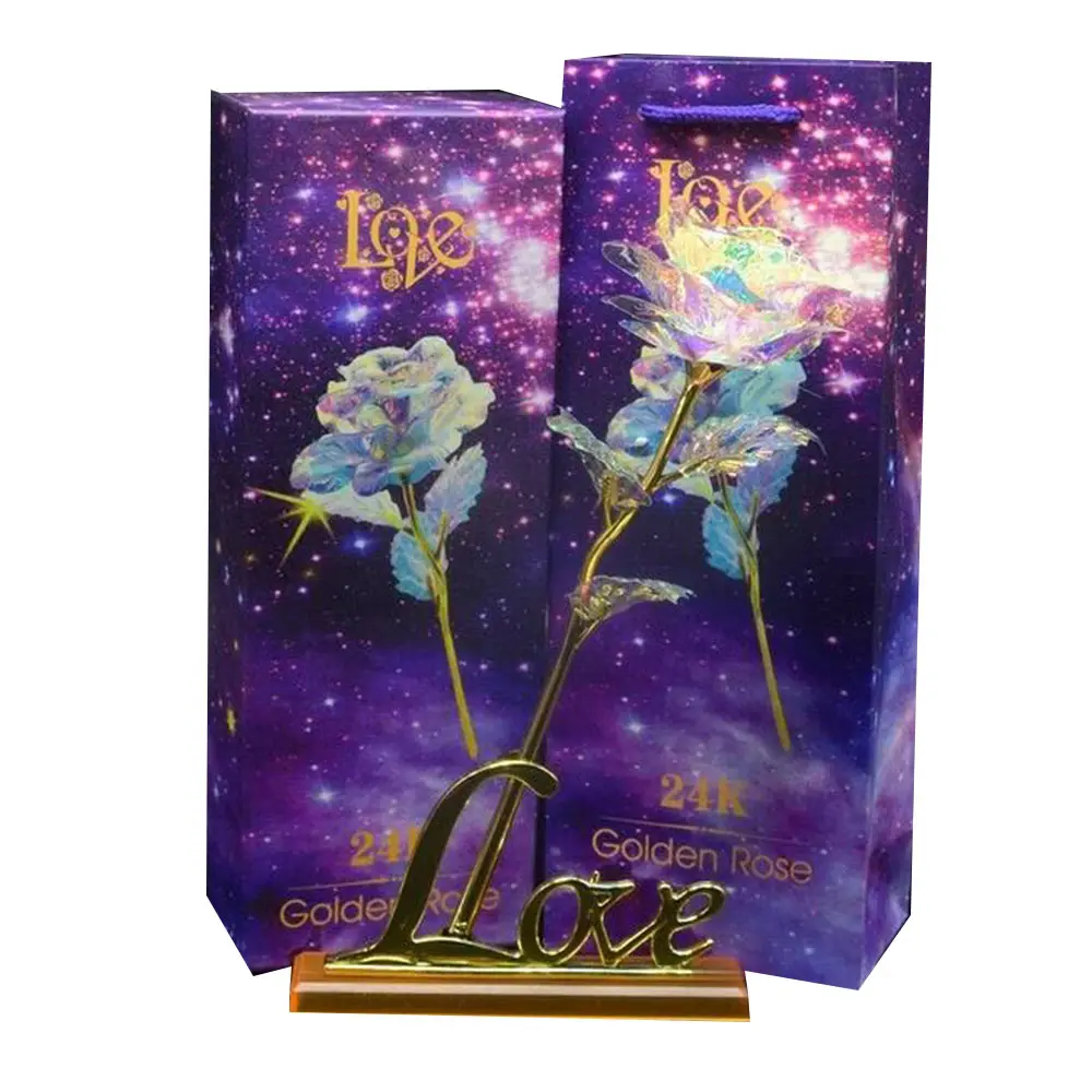 Светящаяся Роза, 24 K, покрытая фольгой, розовая роза, подарок на день Святого Валентина, красивое украшение для дома, Подарок на годовщину, дропшиппинг